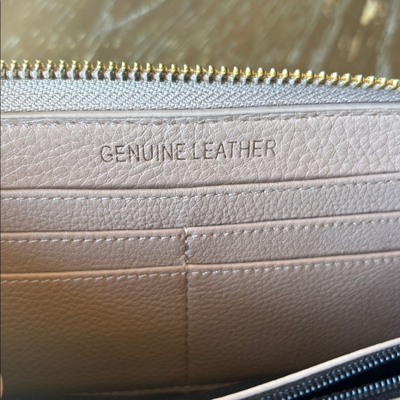 LOVE MOSCHINO Genuine Leather beige studded zip-around gold-tone Wallet - Picture 5 of 15